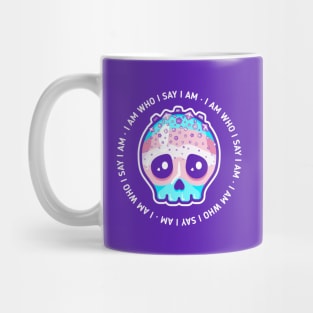 I am who I say I am - transgender pride skull Mug